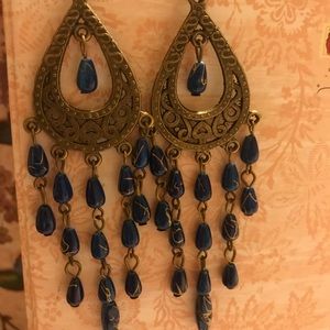 Beautiful blue lightweight chandelier earrings